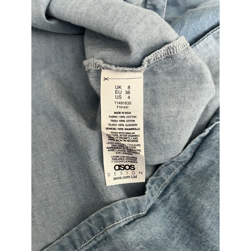 ASOS Soft Denim Babydoll Midi Dress Cotton Size 4 EUC - Picture 10 of 10